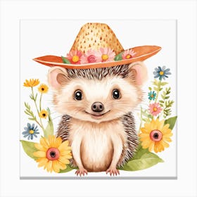 Floral Baby Hedgehog Nursery Illustration (26) Canvas Print