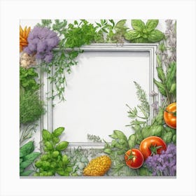 Frame Created From Herbs On Edges And Nothing In Middle Ultra Hd Realistic Vivid Colors Highly D (6) Canvas Print