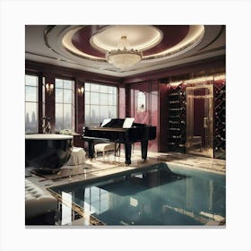 Luxurious Bathroom With A Piano Canvas Print