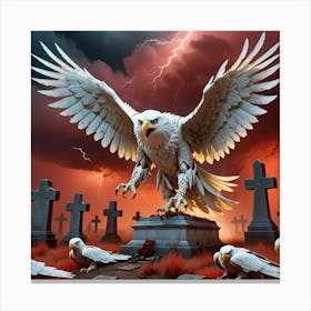 Eagle On The Graveyard Canvas Print