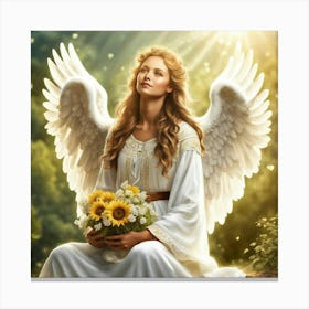 Angel With Sunflowers Canvas Print