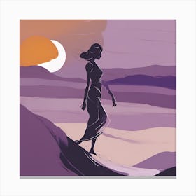 Woman Walking In The Desert Canvas Print