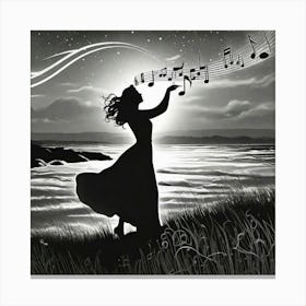 Girl Playing Music Canvas Print