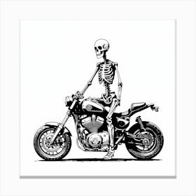 Skeleton Riding Motorcycle Canvas Print