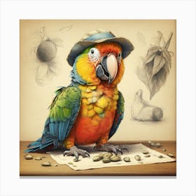 Parrot In Hat 3 Canvas Print