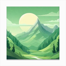 Misty mountains background in green tone 173 Canvas Print