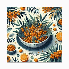 Scandinavian Art, Sea buckthorn berries Canvas Print