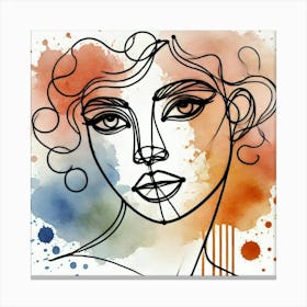 Watercolor Portrait Of A Woman 2 Canvas Print