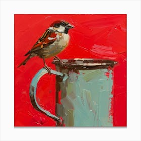 Sparrow In A Mug 7 Canvas Print