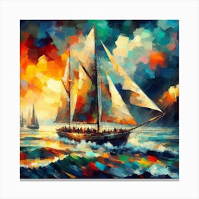 Sailboat, Abstract 3 Canvas Print