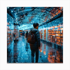 Man In A Library Canvas Print