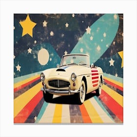 Vintage Car With Stars Canvas Print