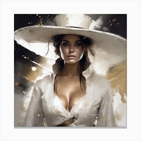 Woman In A White Hat 1 Canvas Print