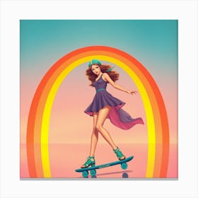 Rainbow Skateboarder Canvas Print