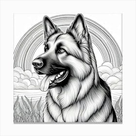 Line Art german shepherd dog Canvas Print