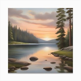 Sunset By The Lake 2 Canvas Print