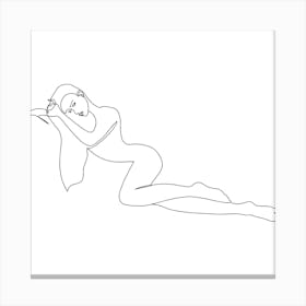 Woman Laying On The Floor Canvas Print