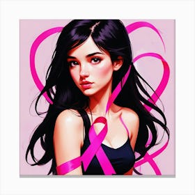 Women Breast Cancer Awareness background in Pink Ribbon international symbol for month October clipart and poster clipart and wall art 22 Canvas Print