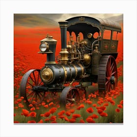 Traction engine in a sea of poppies Canvas Print