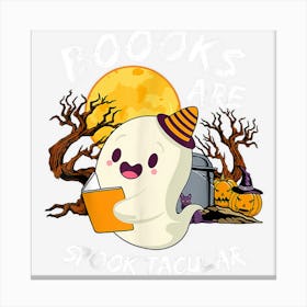 Boooks Ghost Halloween Teacher Book Library Reading Canvas Print