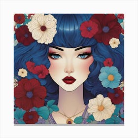 Asian Girl With Flowers 3 Canvas Print