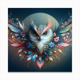 Owl With Flowers Canvas Print