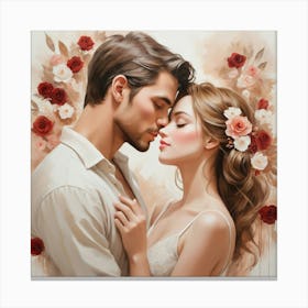 Couple Kissing Painting 1 Canvas Print