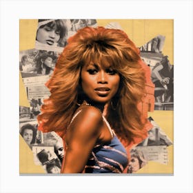 Tina Turner Retro Collage Square Canvas Print
