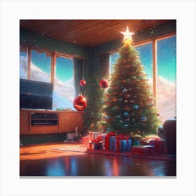 Christmas Tree In The Living Room 67 Canvas Print