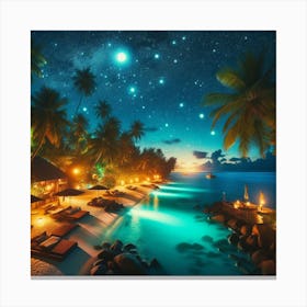 Tropical paradise night 3 Canvas Print