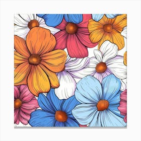 Seamless Pattern With Flowers Canvas Print