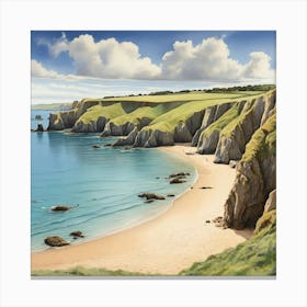 A Picture Of Barafundle Bay Beach Pembroke shire Wales 2 Canvas Print