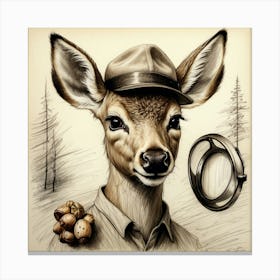 Deer In Hat 2 Canvas Print