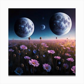 Moons And Flowers Canvas Print