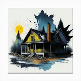 Colored House Ink Painting (143) Canvas Print