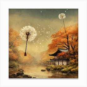 Akikusa Autumn Dandelion 2 Vintage Japanese Botani Canvas Print