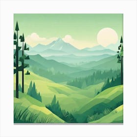 Misty mountains background in green tone 14 Canvas Print