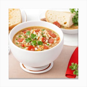 Soup And Bread Canvas Print