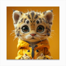Cute Leopard In Yellow Jacket Canvas Print