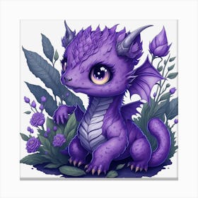 Purple Floral Dragon (6) Canvas Print