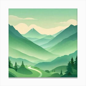 Misty mountains background in green tone 135 Canvas Print