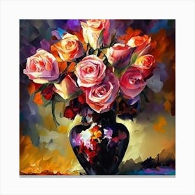 Roses In A Vase 2 Canvas Print