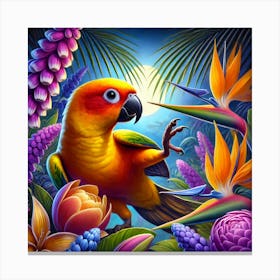 Parrot In The Jungle 5 Canvas Print