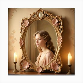 Girl In A Mirror Canvas Print