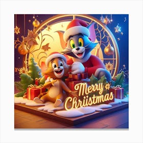 Tom and Jerry in merry Christmas Canvas Print