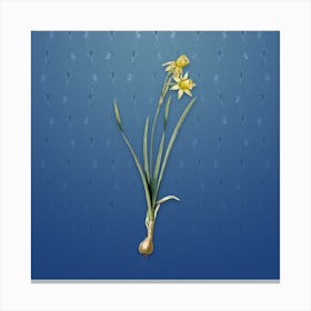 Vintage Narcissus Calathinus Botanical on Bahama Blue Pattern n.0740 Canvas Print