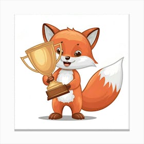 Fox With Trophy Canvas Print