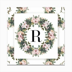 Floral Wreath Monogram Canvas Print