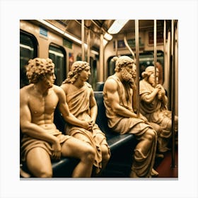 Statues On A Subway Train Canvas Print