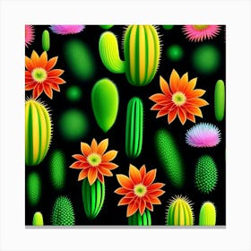 Seamless Pattern With Cactus Canvas Print